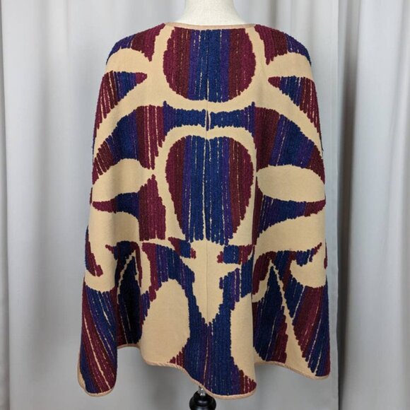 New* BCBG MAXAZRIA Walker Wool Cape Coat Tan Blue Purple Size 6 $338 - Picture 3 of 9